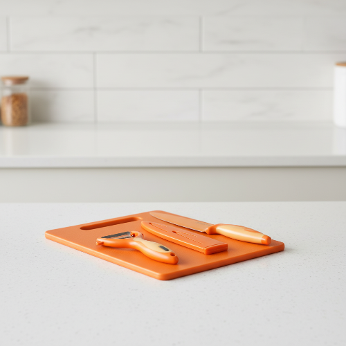 Waltmann And Sohn Stainless Steel Knife - Scraper And Cutting Board - Orange @HOG - Home, Office, Garden, Online Marketplace

