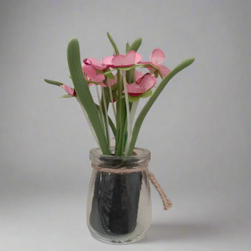 Assorted Flowers in Glass Pot