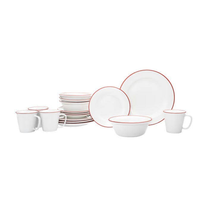 Godinger Bistro Band Porcelain Dinnerware Set - 16 Piece Home Office Garden | HOG-HomeOfficeGarden | online marketplace