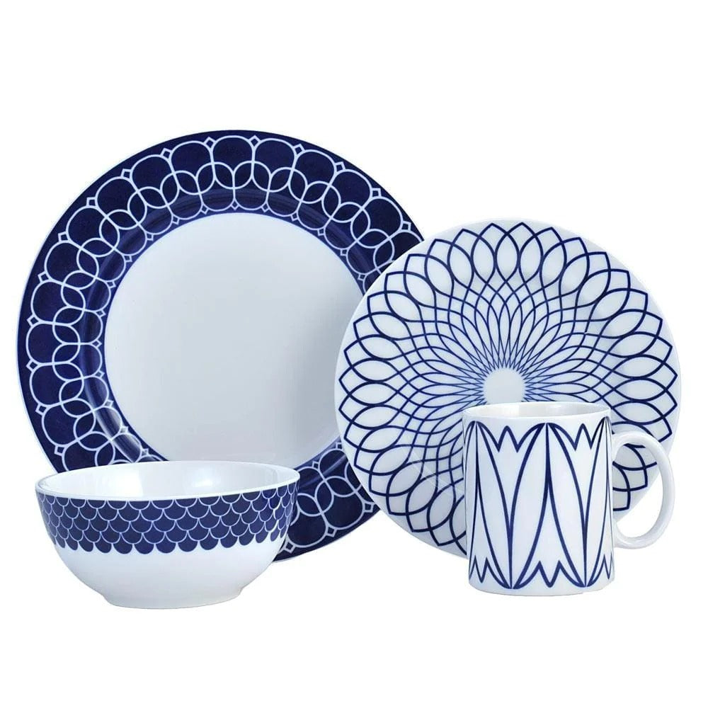 Mikasa Gingko Lavina Cobalt 16 Piece Dinnerware Set - Service For 4 Home Office Garden | HOG-HomeOfficeGarden | HOG-Home.Office.Garden