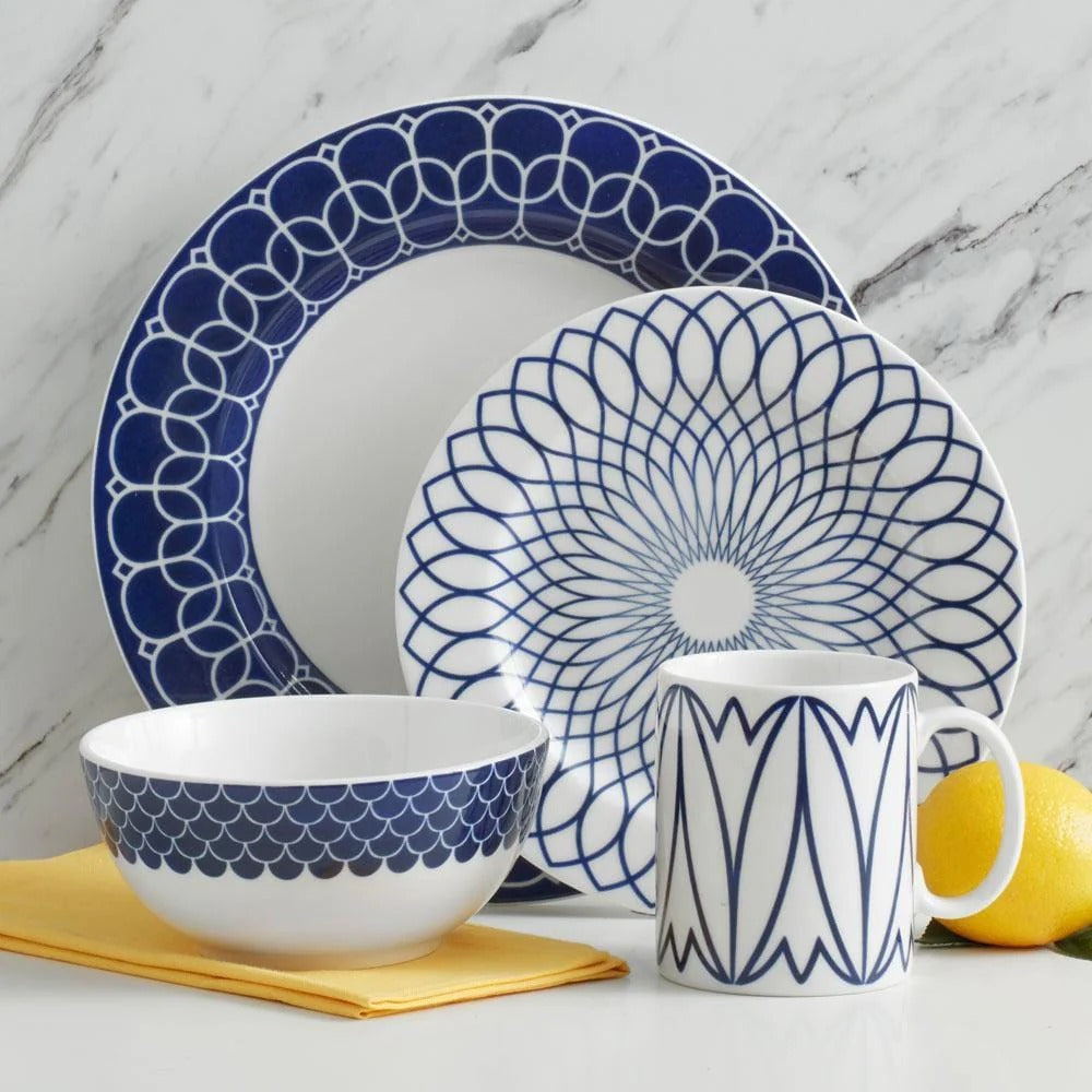 Mikasa Gingko Lavina Cobalt 16 Piece Dinnerware Set - Service For 4 Home Office Garden | HOG-HomeOfficeGarden | HOG-Home.Office.Garden