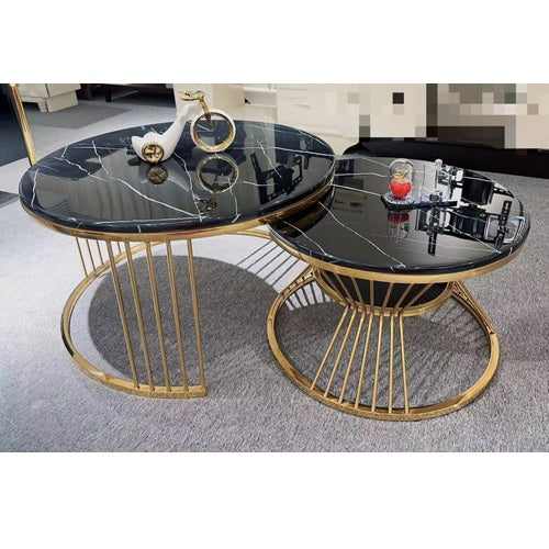 2 Pcs Stacking Marble Coffee Table