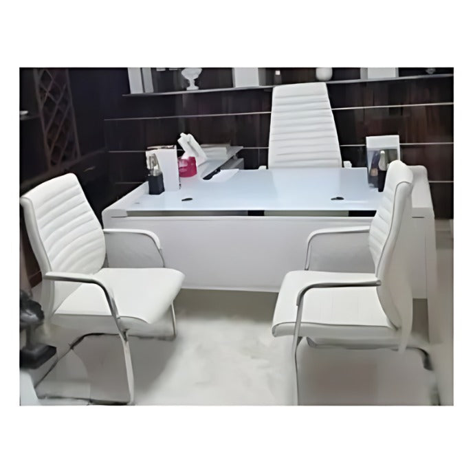 1.6Mtr White Glass Office Iduro + Alawọ ijoko-909A