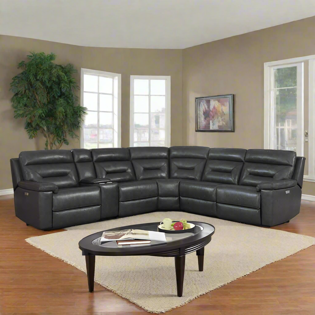 Corry 6-nkan Alawọ Power Reclining Sectional aga 