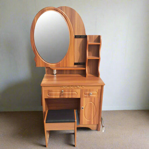 Dresser With Oval Mirror & Stool