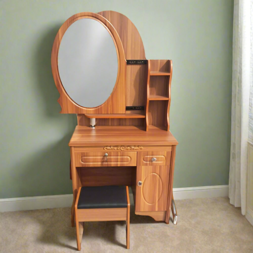 Dresser With Oval Mirror & Stool