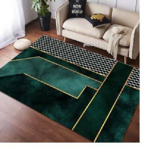 Geometric Gold Lines Mosaic Rug