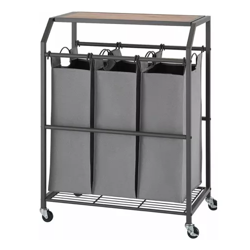 Trinity 3-bag Laundry Cart With Flip-up Top