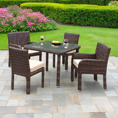 St Tropez Rattan 4 Seater Square Table Garden Furniture Set Order Now @HOG Online Marketplace