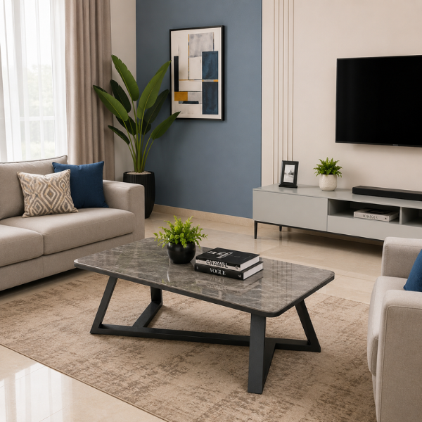 Faux Marble Centre Table – Grey
