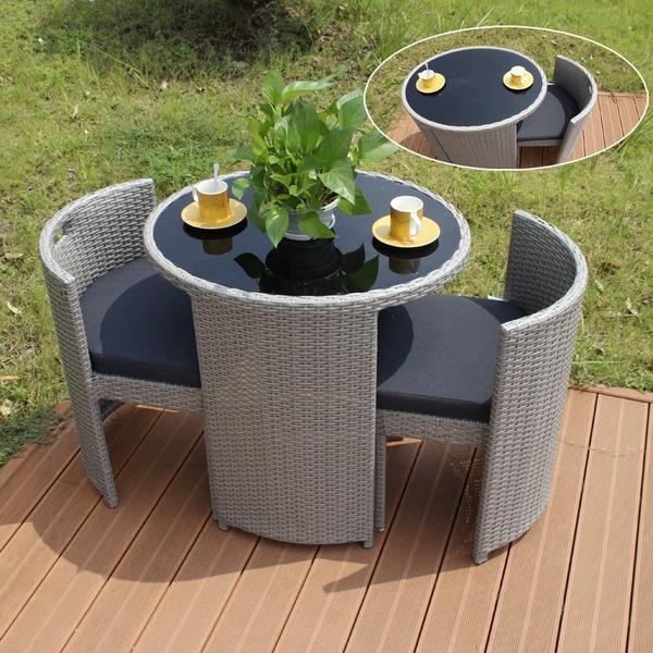 2 Seater Oval Compact Rattan Bistro Furniture Set Home Office Garden | HOG-HomeOfficeGarden | HOG-Home.Office.Garden