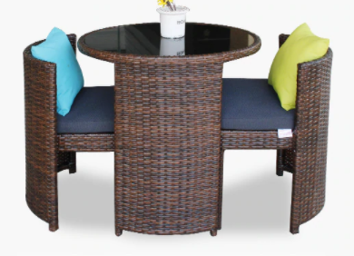 2 Seater Round Compact Rattan Bistro Furniture Set Home Office Garden | HOG-HomeOfficeGarden | HOG-Home.Office.Garden