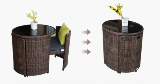 2 Seater Round Compact Rattan Bistro Furniture Set Home Office Garden | HOG-HomeOfficeGarden | HOG-Home.Office.Garden 