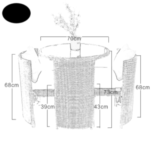 2 Seater Oval Compact Rattan Bistro Furniture Set. @HOG - Home Office Garden Online Marketplace