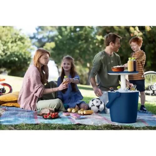 Keter Go Bar Beer & Wine Cooler With Handle - Pop Up Outdoor Table - Blue