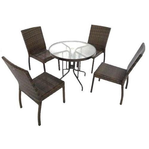32" Outdoor Patio Table + 4 Rattan Chairs Home Office Garden | HOG-HomeOfficeGarden | HOG-Home.Office.Garden