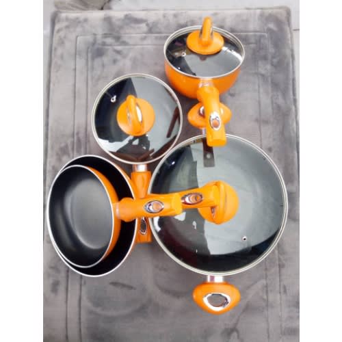 Linsan 8 Piece Aluminum Non-stick Premium Cookware Set With Spiral Bottom - Orange Home Office Garden | HOG-HomeOfficeGarden | online marketplace