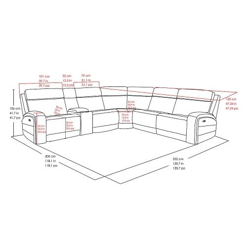 Gearhart Leather Power Reclining Sectional Chair With Power Headrests - 6pieces Home Office Garden | HOG-HomeOfficeGarden | online marketplace