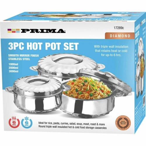 Prima Double Wall Hot Pot Set - Stainless Steel - 3 Pcs. Home Office Garden | HOG-HomeOfficeGarden | online marketplace