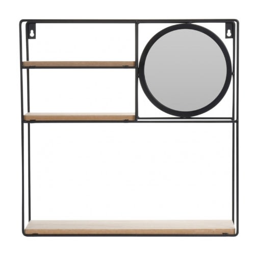 Wall Rack Metal Shelves With Mirror - 40 x 40 x 10cm Home Office Garden | HOG-HomeOfficeGarden | online marketplace