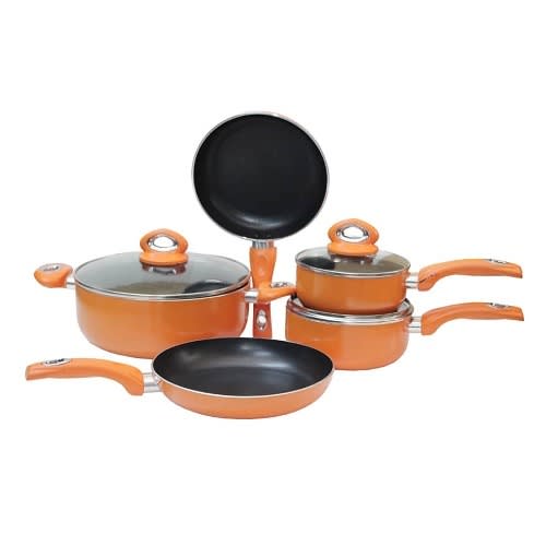 Linsan 8 Piece Aluminum Non-stick Premium Cookware Set With Spiral Bottom - Orange Home Office Garden | HOG-HomeOfficeGarden | online marketplace