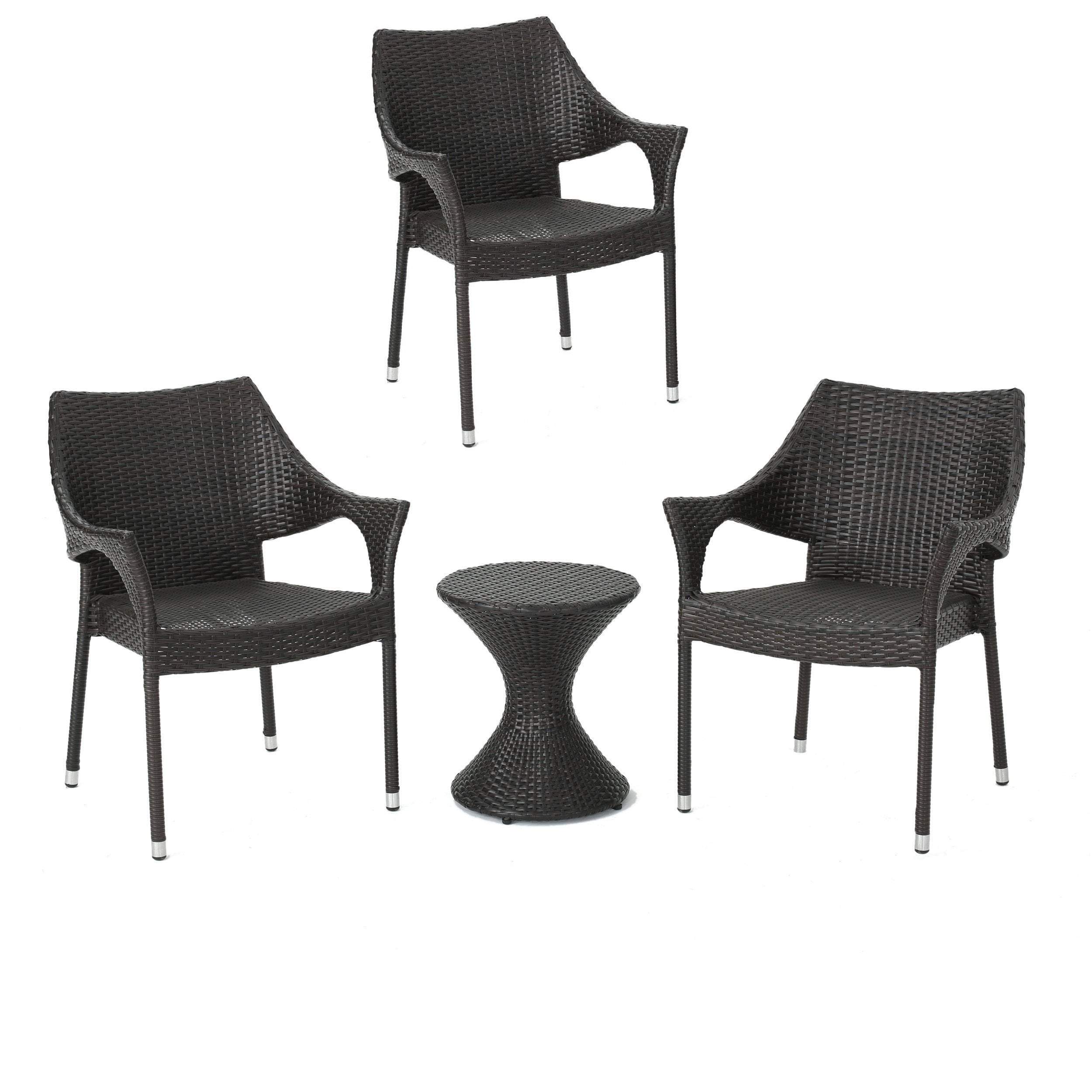 4 Piece Rattan Chat Set with Stacking Chairs and Hourglass Side Table Home Office Garden | HOG-HomeOfficeGarden | HOG-Home.Office.Garden