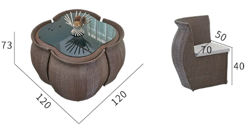 4 Seater Compact Rattan Dining Furniture Set. @HOG - Home Office Garden Online Marketplace