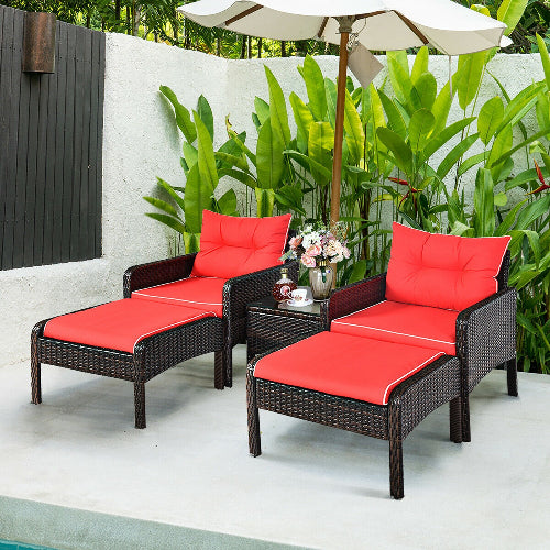 5-Piece Rattan Wicker Patio Set. @HOG - Home Office Garden Online Marketplace