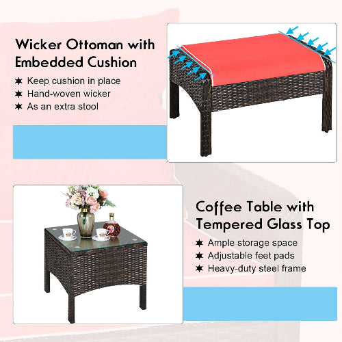 5-Piece Rattan Wicker Patio Set. @HOG - Home Office Garden Online Marketplace