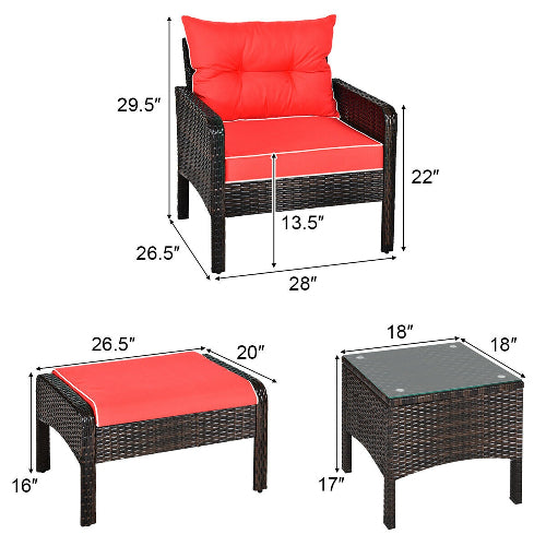 5-Piece Rattan Wicker Patio Set. @HOG - Home Office Garden Online Marketplace