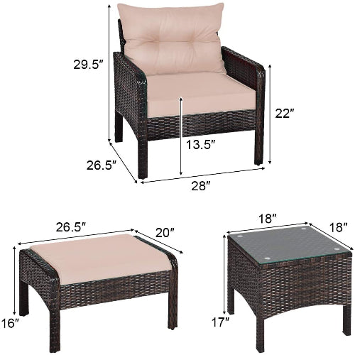 5-Piece Rattan Wicker Patio Set. @HOG - Home Office Garden Online Marketplace