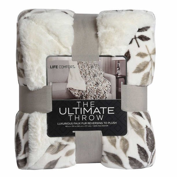 Life Comfort Ultimate Faux Fur Throw -Floral Tan  Home Office Garden | HOG-HomeOfficeGarden | online marketplace