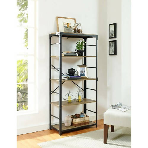 Walker Edison Angle Iron Urban Industrial Bookshelf - Driftwood Home Office Garden online furniture marketplace