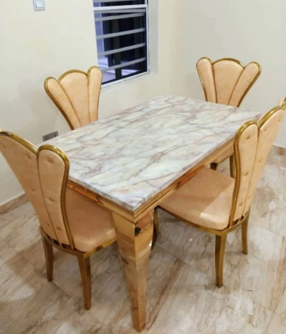 6 Seater Glass Dining Set- Gold Home Office Garden | HOG-HomeOfficeGarden | online marketplace