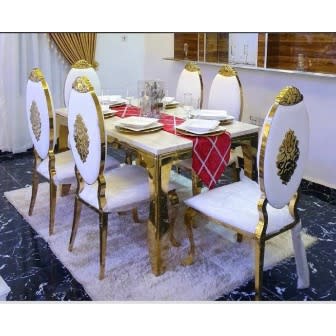 6 Seater Marble Top Dining Set Home Office Garden | HOG-HomeOfficeGarden | online marketplace