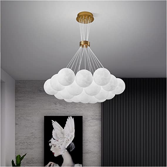 LED Chandelier Modern Living Room 3D Printed Moon Lampshade Hanging Light Decor Lighting Suspension HOG-Hoff Office Garden online marketplace