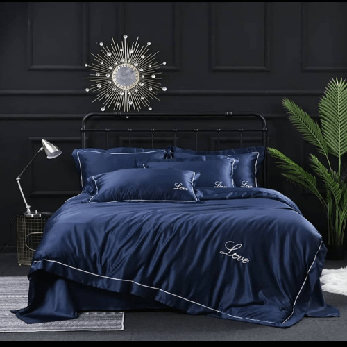 8 Luxury Blue America Cotton Embroidery Bedding Set Duvet Cover @HOG - Home Office Garden Online Marketplace