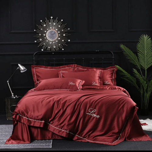 8 Luxury Wine America Cotton Embroidery Bedding Set Duvet Cover @HOG - Home Office Garden Online Marketplace