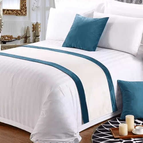 8 Snow White 100% America Cotton Bedding Set with (WHITE) Bed Runner @HOG - Home Office Garden Online Marketplace 