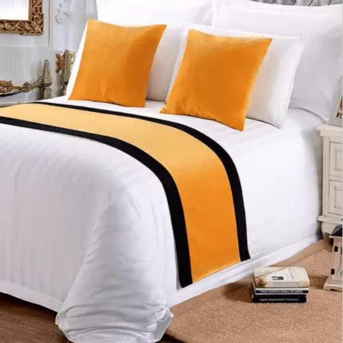 8 Snow White 100% America Cotton Bedding Set with (YELLOW) Bed Runner @HOG - Home Office Garden Online Marketplace
