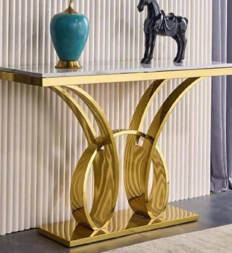 Rectangular Stainless Steel Metal Console Table