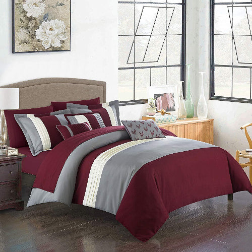 8pc Bedding Set with Duvet Covers & 4 Pillowcases - Burgundy @HOG - Home Office Garden Online Marketplace