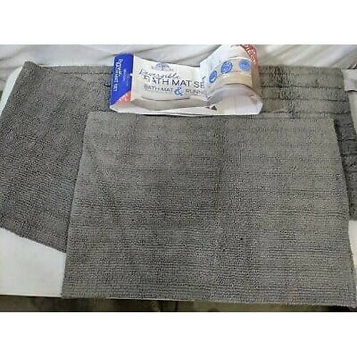 Whitley Willows - Reversible Bath Mat & Runner Set - Grey HOG-Home Office Garden online marketplace.