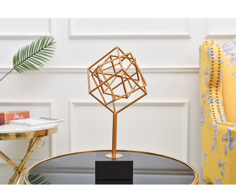 Antique Brass 3D Cube Sculpture | HOG-Home. Home. Office. Garden online marketplace
