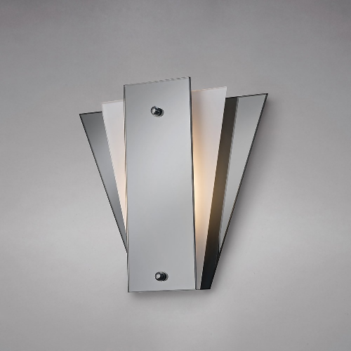 Art Deco Wall Light - Frosted Glass, Metal & Mirror. @HOG - Home Office Garden Online Marketplace