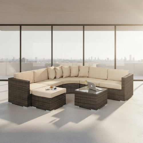 Barcelona 6-7 Seater Rattan Corner Sofa Set. @HOG - Home Office Garden Online Marketplace