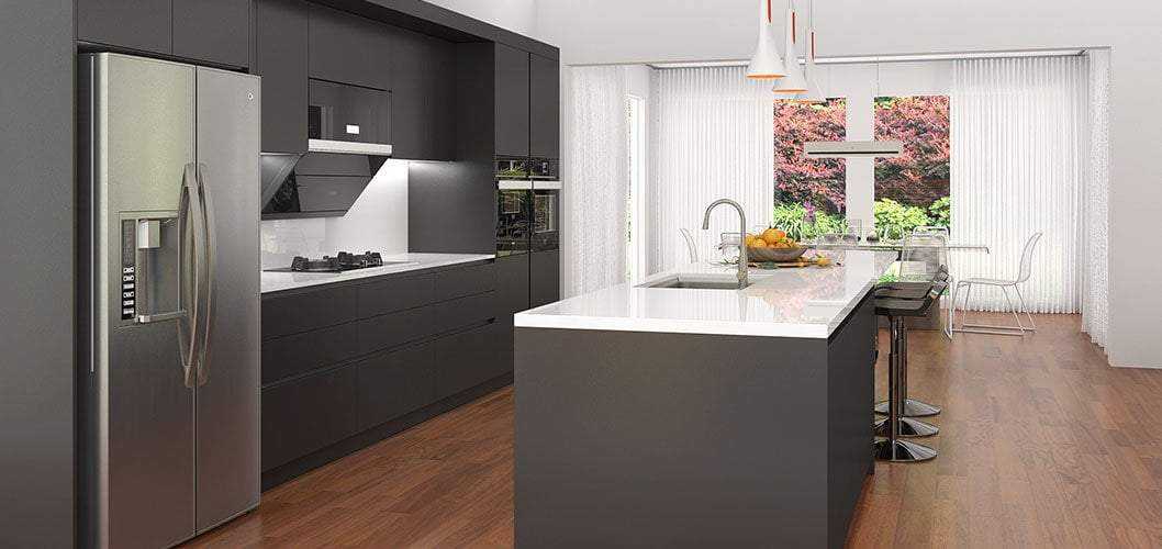 Black Lacquer Kitchen Cabinet with Large Island OP17-L13-Bespoke Home Office Garden | HOG-HomeOfficeGarden | online marketplace