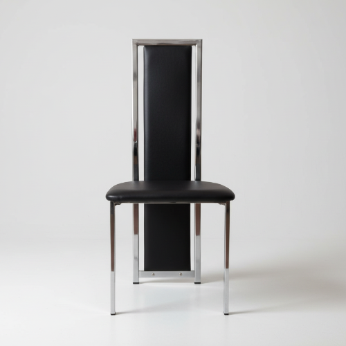 Black Leather Dining Chair with Chrome Stand @HOG - Home Office Garden Online Marketplace