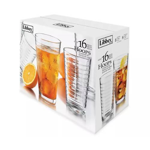 Libbey Hoops Tumbler And Rocks Glass Set - 16-piece