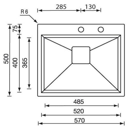 CM 812822xcssp Glamour 57x50 Sink. @HOG - Home Office Garden Online Marketplace